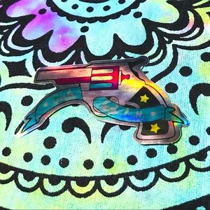 Girls Kick Butt Metallic Prismatic Reflective Single Decor Sticker